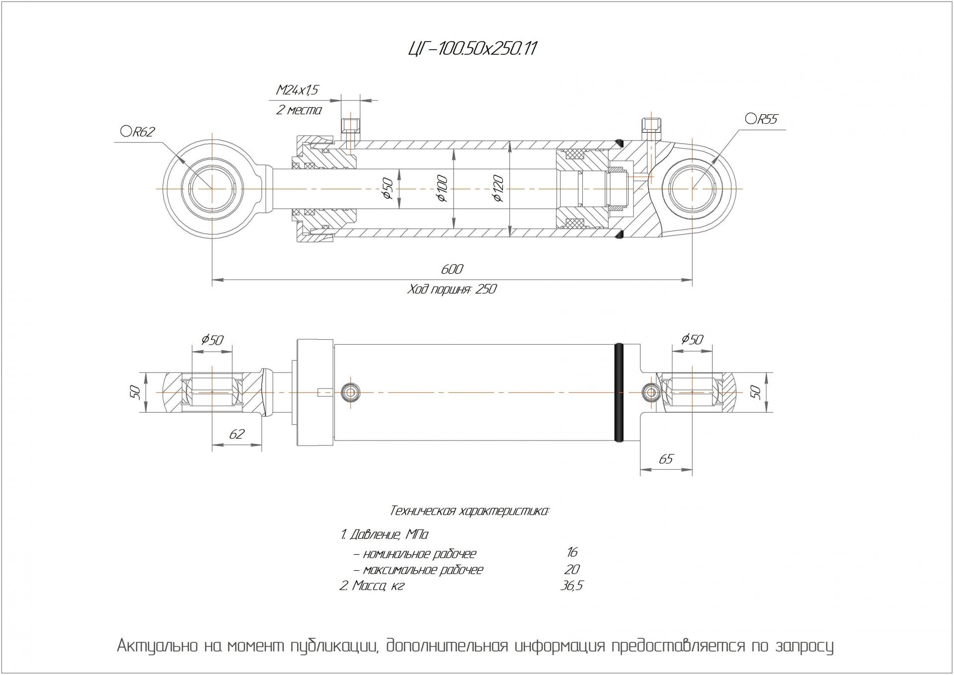 ЦГ-100.50х250.11 Гидроцилиндр