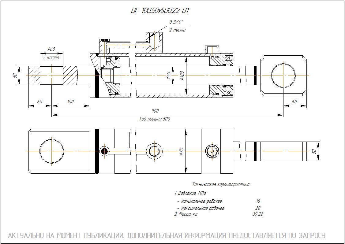 ЦГ-100.50х500.22-01 Гидроцилиндр