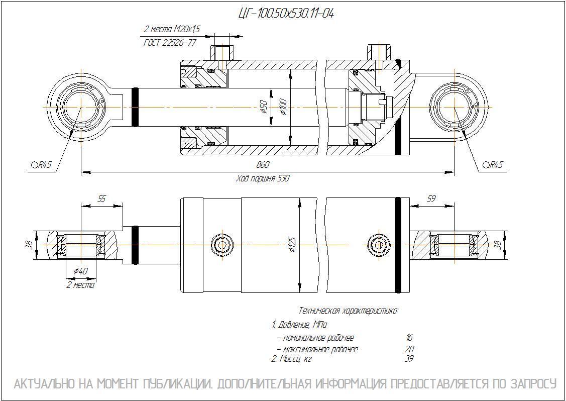 ЦГ-100.50х530.11-04 Гидроцилиндр