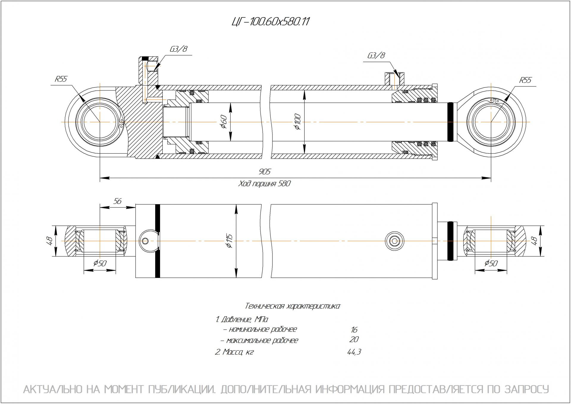 ЦГ-100.60х580.11 Гидроцилиндр