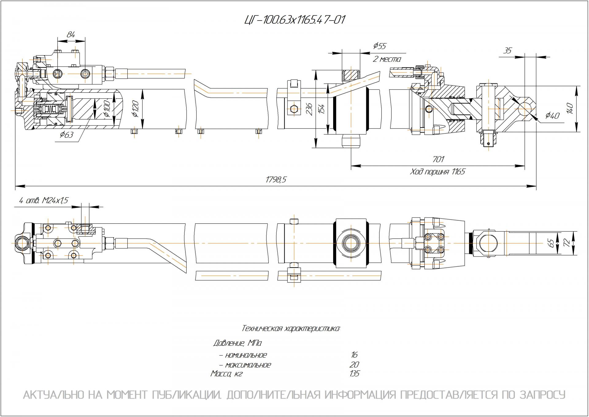 ЦГ-100.63х1165.47-01 Гидроцилиндр