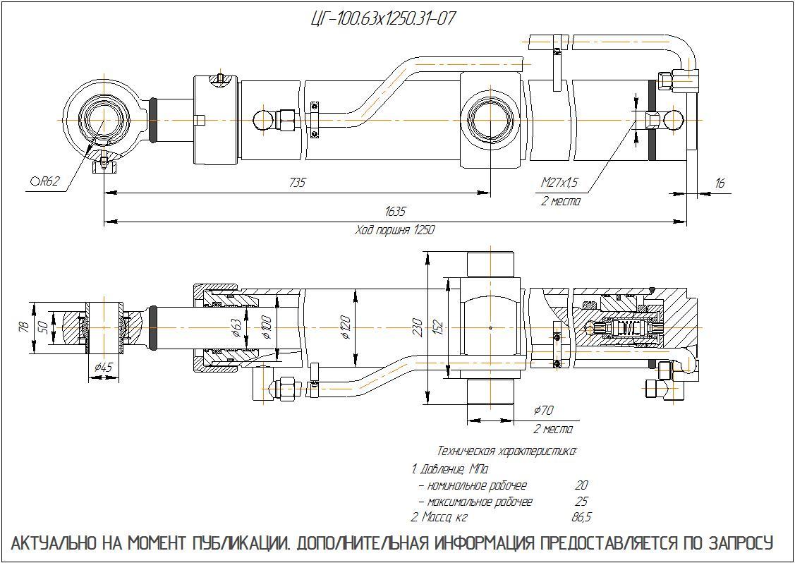 ЦГ-100.63х1250.31-07 Гидроцилиндр