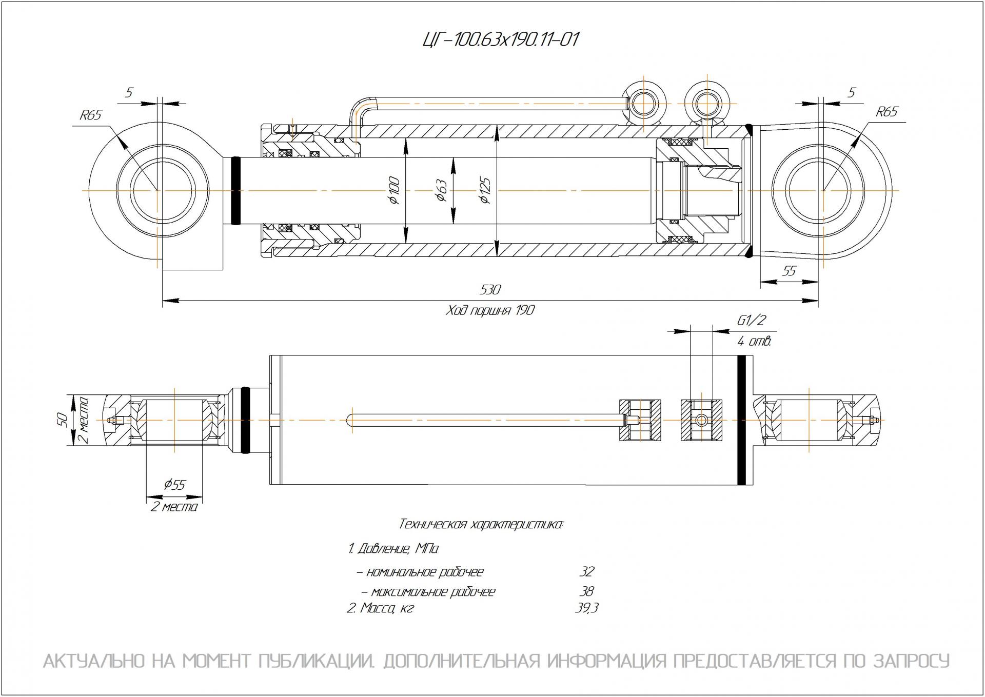  Чертеж ЦГ-100.63х190.11-01 Гидроцилиндр