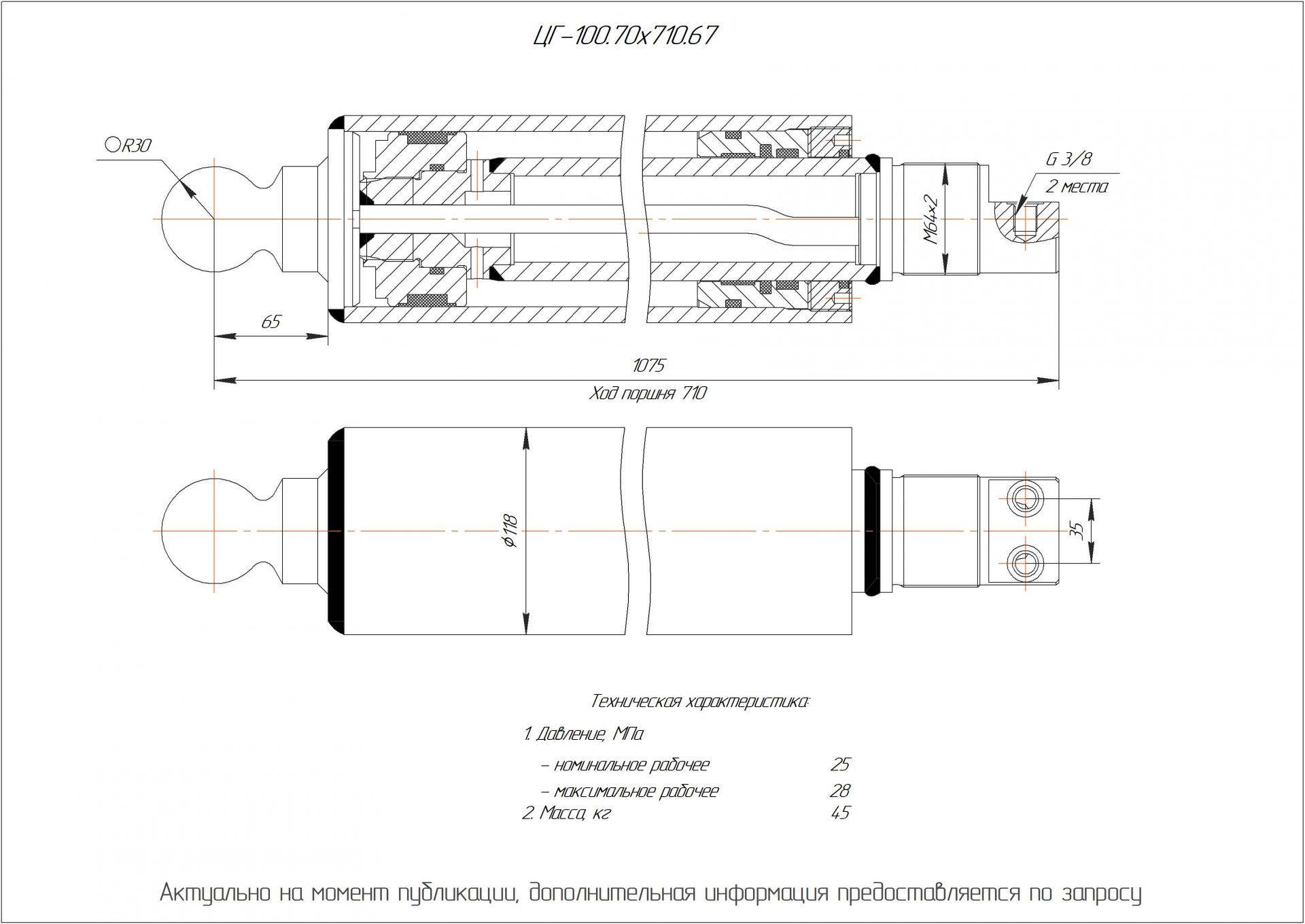 ЦГ-100.70х710.67 Гидроцилиндр