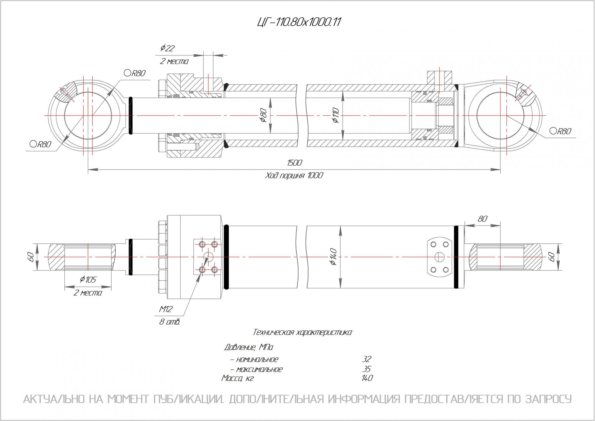 ЦГ-110.80х1000.11 Гидроцилиндр