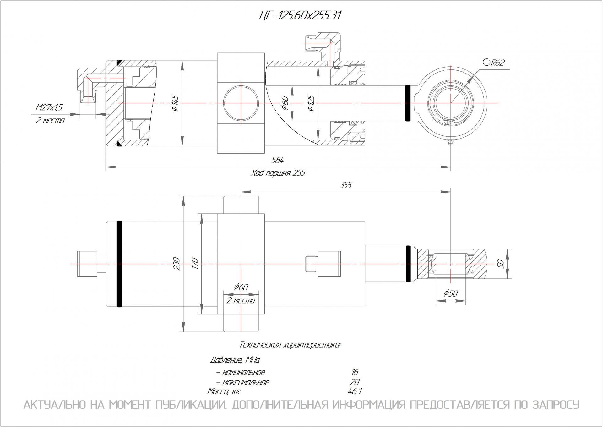 ЦГ-125.60х255.31 Гидроцилиндр