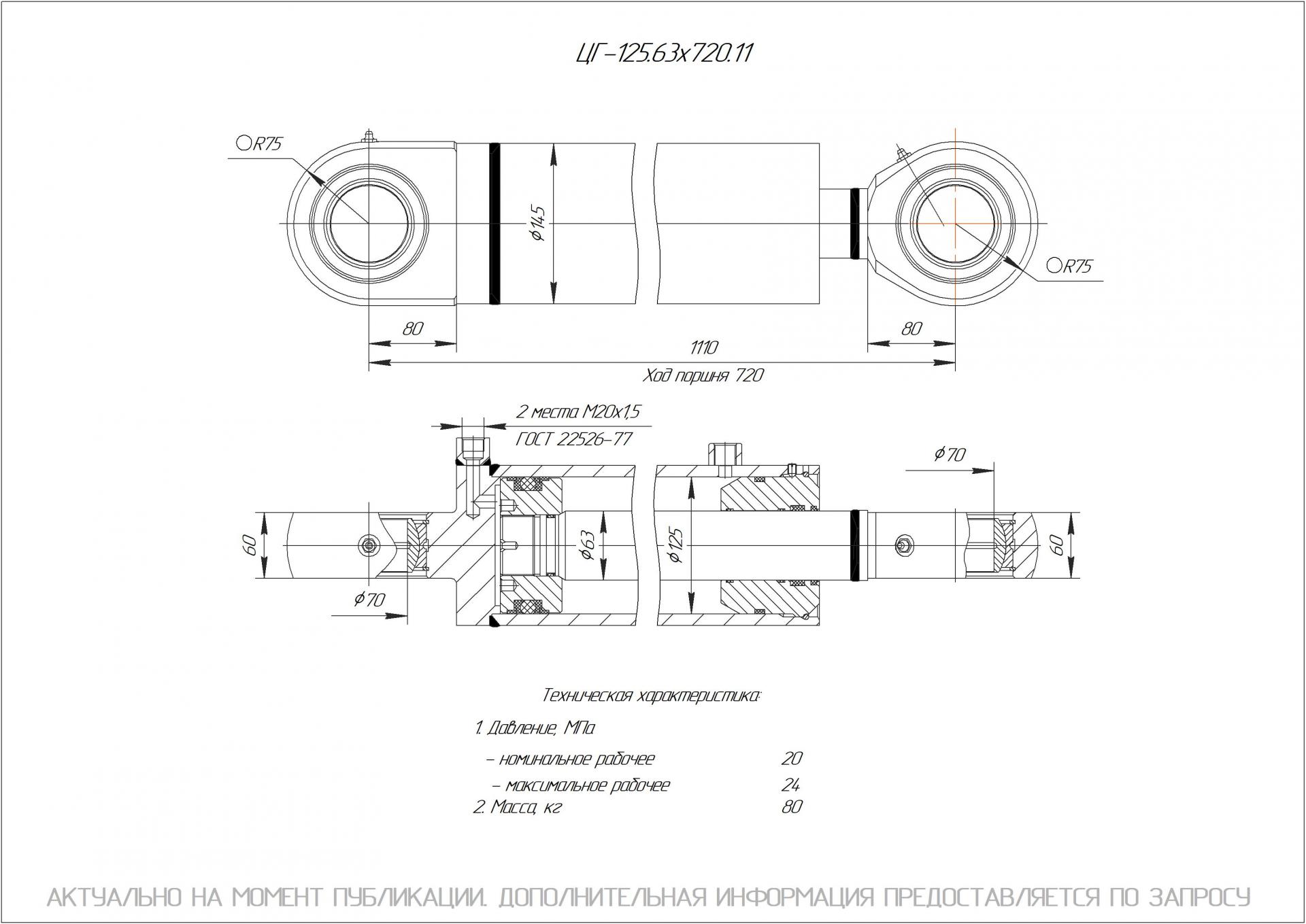 ЦГ-125.63х720.11 Гидроцилиндр