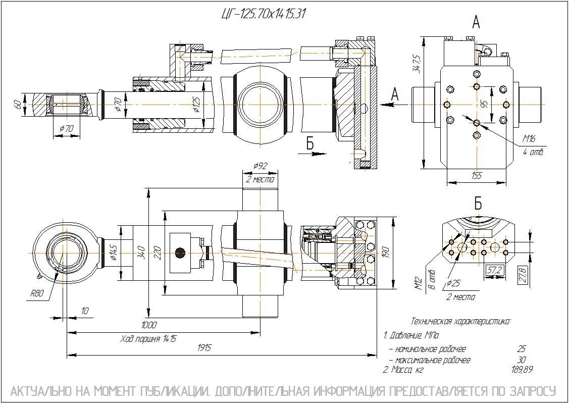 ЦГ-125.70х1415.31 Гидроцилиндр