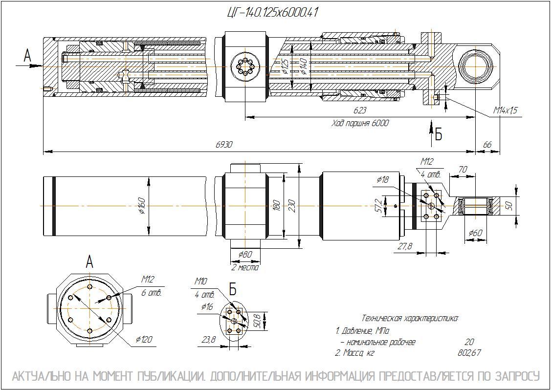 ЦГ-140.125х6000.41 Гидроцилиндр