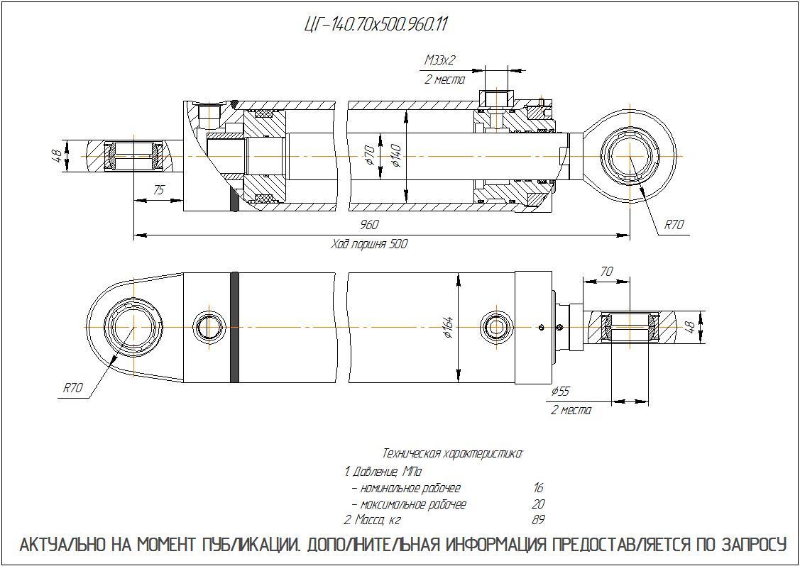 ЦГ-140.70х500.960.11 Гидроцилиндр