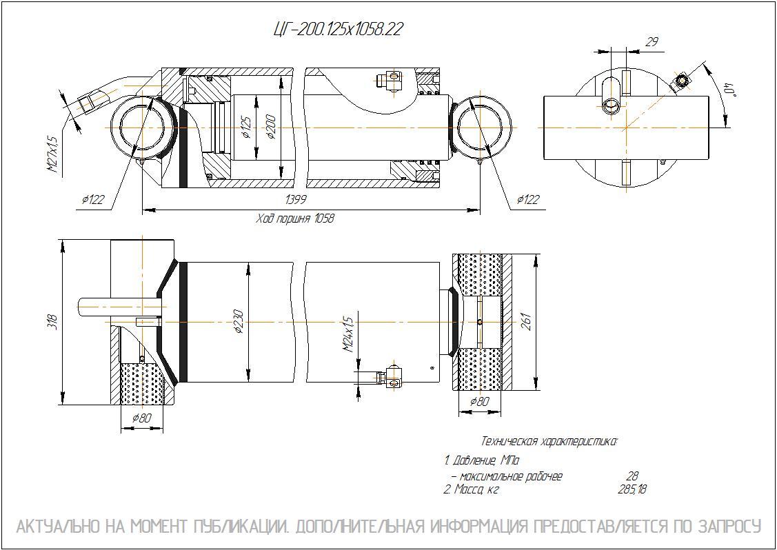 ЦГ-200.125х1058.22 Гидроцилиндр