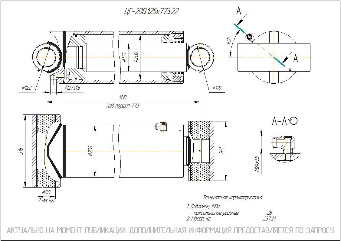 ЦГ-200.125х773.22 Гидроцилиндр