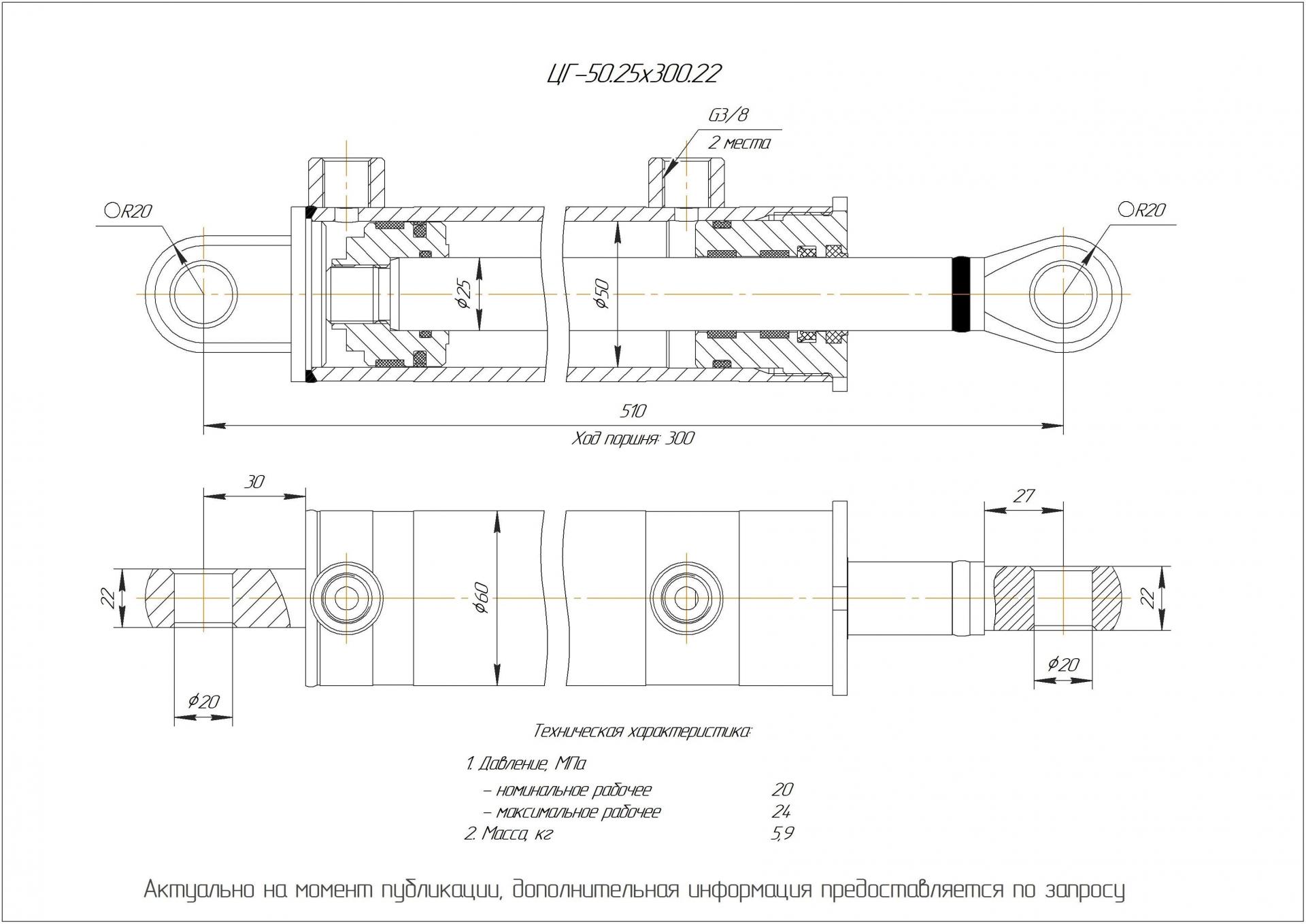 ЦГ-50.25х300.22 Гидроцилиндр