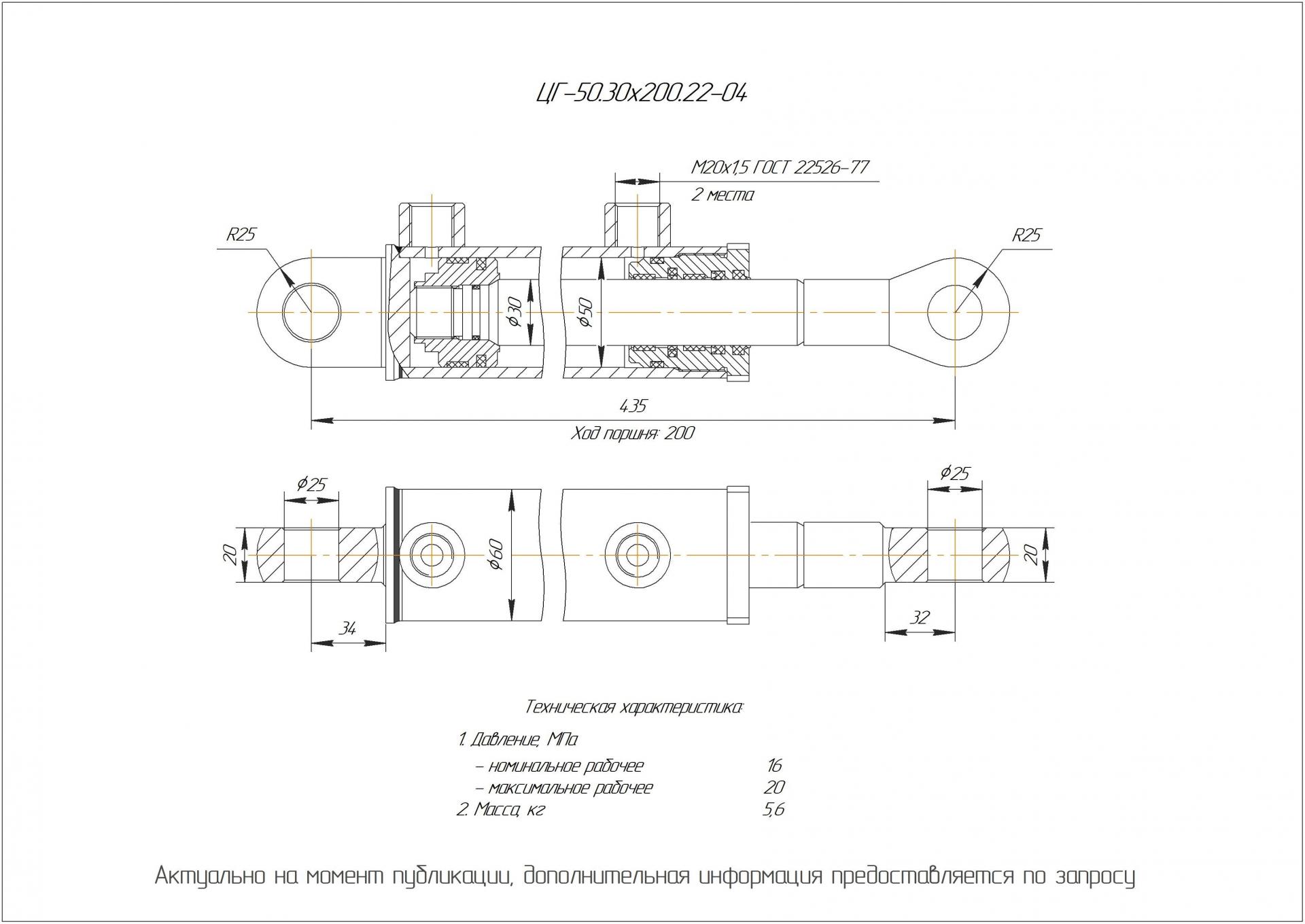 ЦГ-50.30х200.22-04 Гидроцилиндр