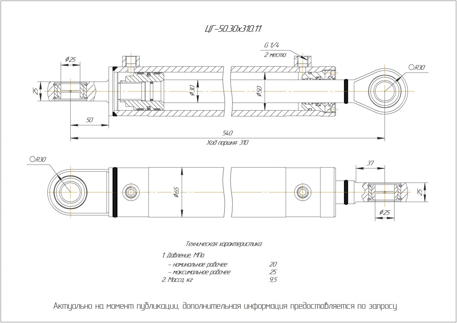 ЦГ-50.30х310.11 Гидроцилиндр