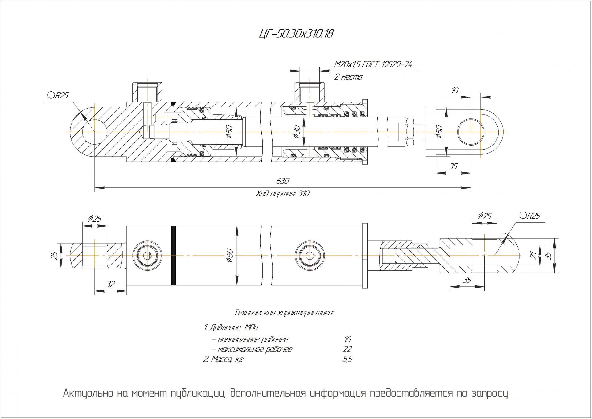 ЦГ-50.30х310.18 Гидроцилиндр