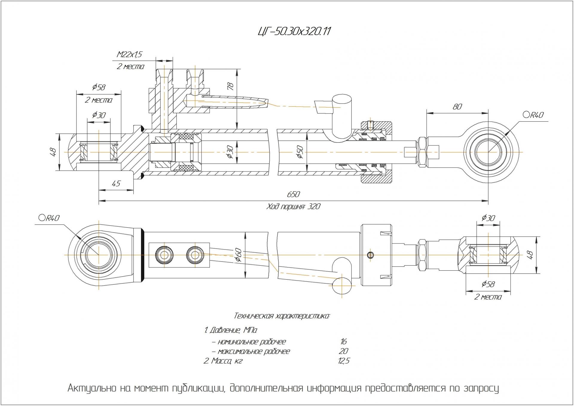 ЦГ-50.30х320.11 Гидроцилиндр