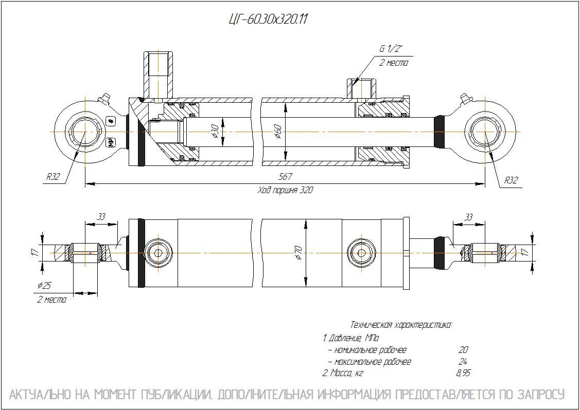 ЦГ-60.30х320.11 Гидроцилиндр