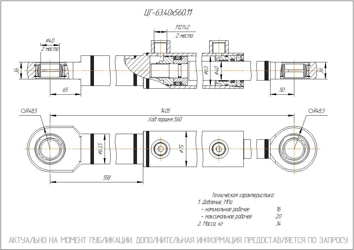 ЦГ-63.40х560.11 Гидроцилиндр