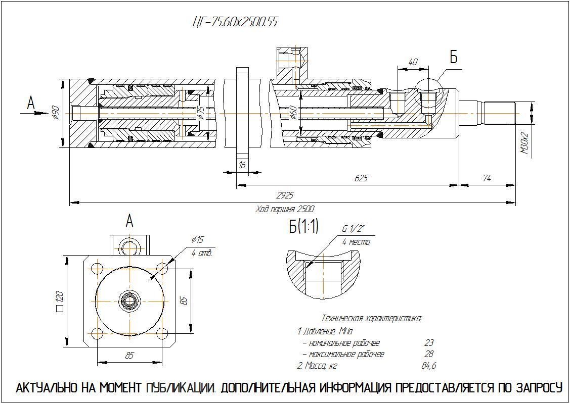 ЦГ-75.60х2500.55 Гидроцилиндр