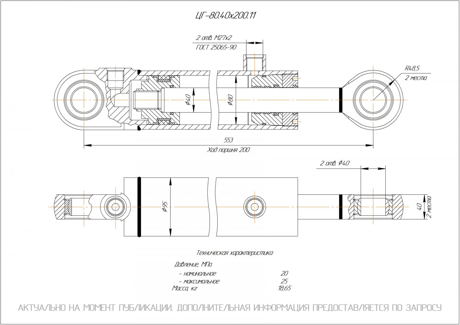 ЦГ-80.40х200.11 Гидроцилиндр