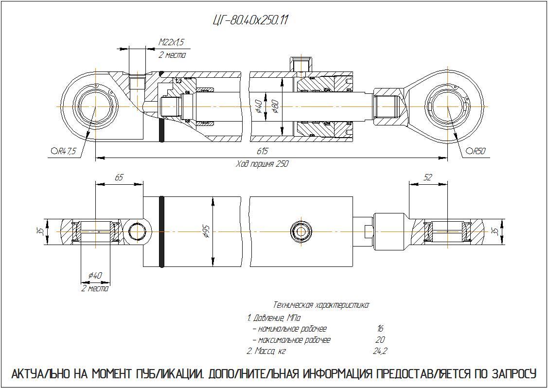 ЦГ-80.40х250.11 Гидроцилиндр