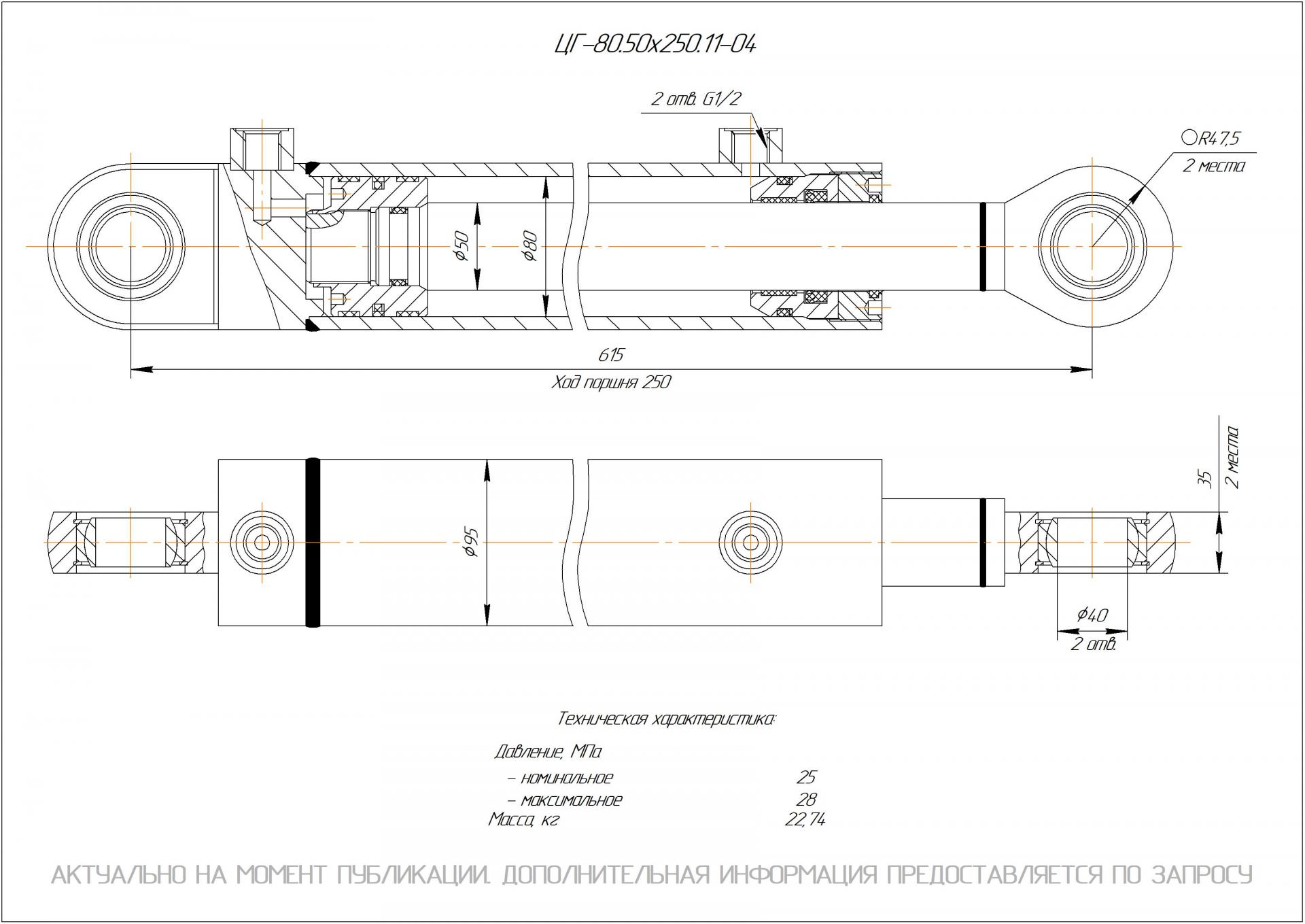 ЦГ-80.50х250.11-04 Гидроцилиндр