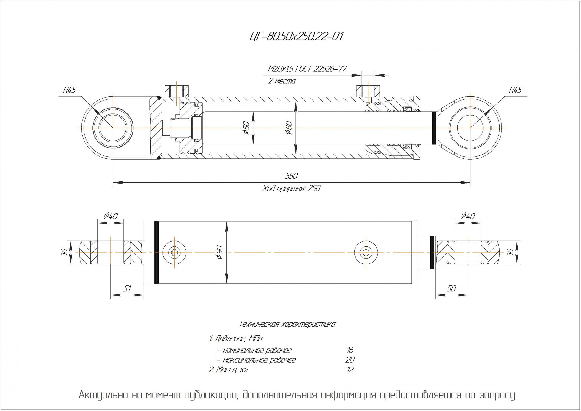 ЦГ-80.50х250.22-01 Гидроцилиндр