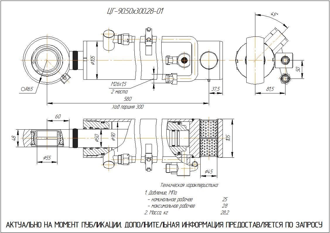 ЦГ-90.50х300.28-01 Гидроцилиндр