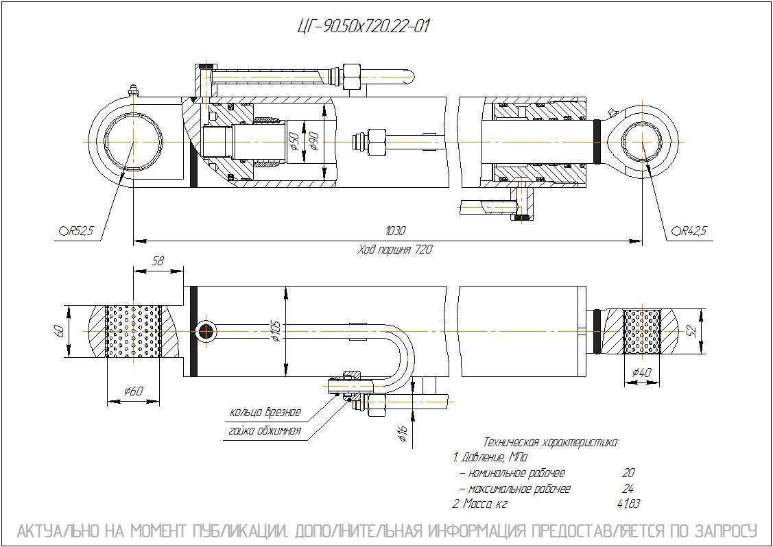 ЦГ-90.50х720.22-01 Гидроцилиндр